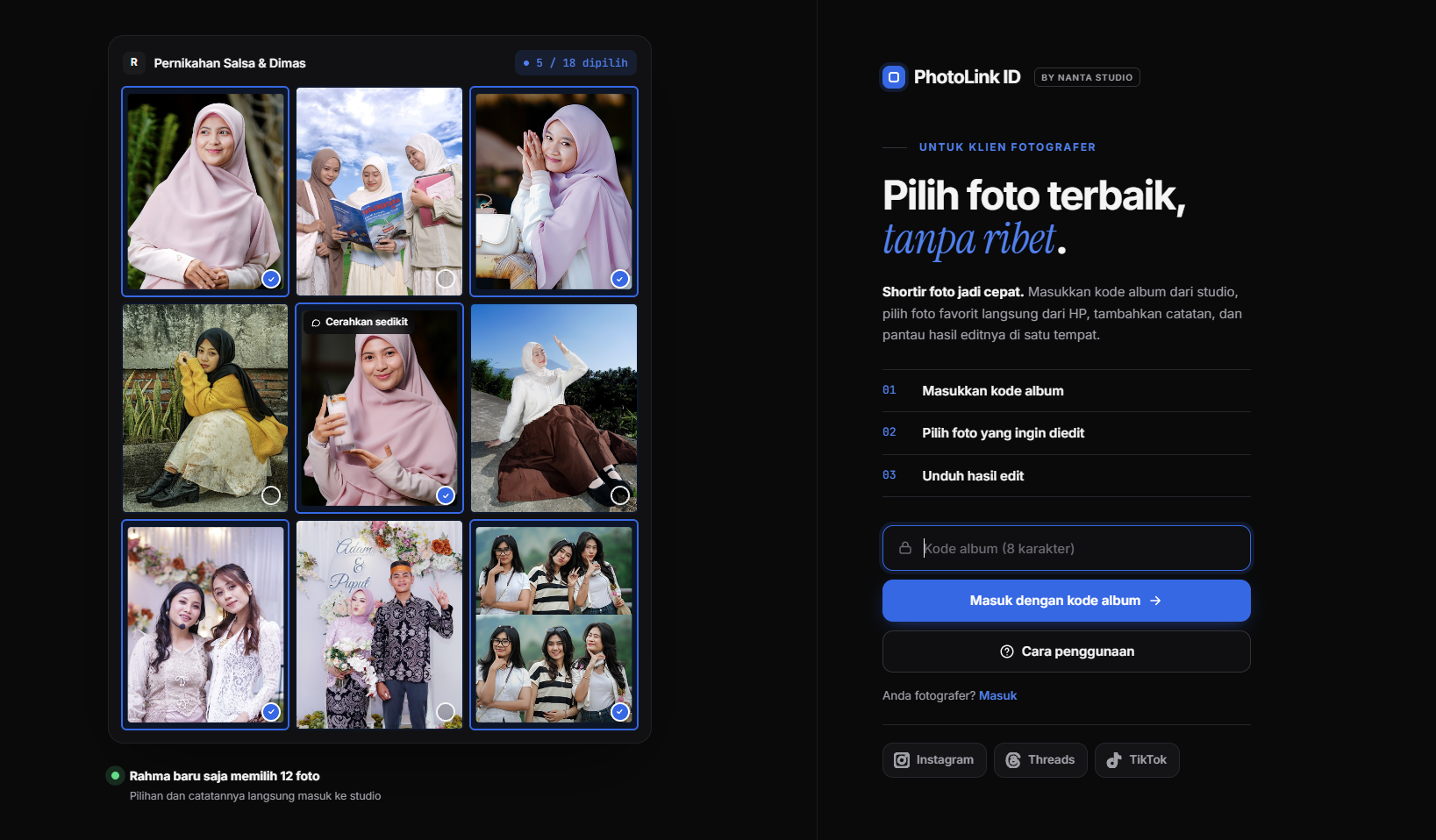 PhotoLink ID, Platform Gratis agar Klien Fotografer Pilih Foto via Satu Kode