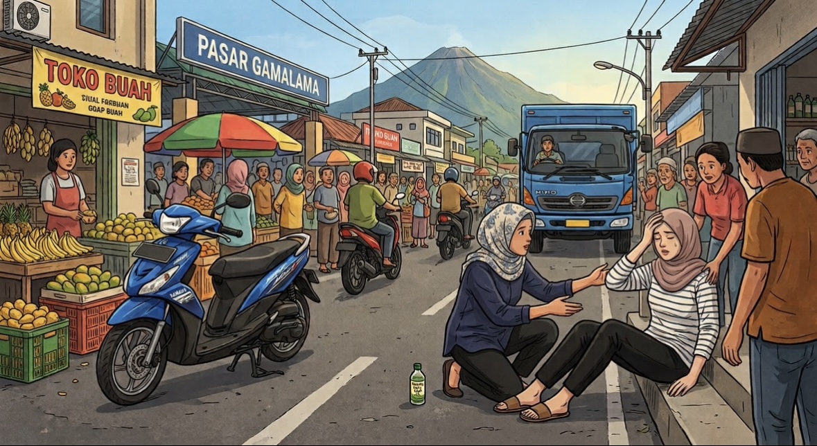 Dua Perempuan di Pasar Gamalama Ternate Klarifikasi Insiden, Korban Sebut Pingsan Bukan Terjatuh dari Motor