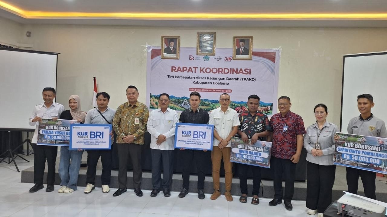 BRI Cabang Limboto Salurkan KUR ke Pelaku UMKM Boalemo Lewat Rapat Koordinasi TPAKD OJK