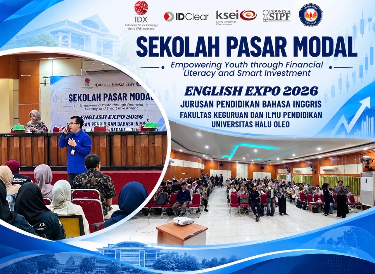 OJK Sultra dan HMJ Bahasa Inggris UHO Gelar Sekolah Pasar Modal, Ratusan Mahasiswa Ikut Literasi Investasi