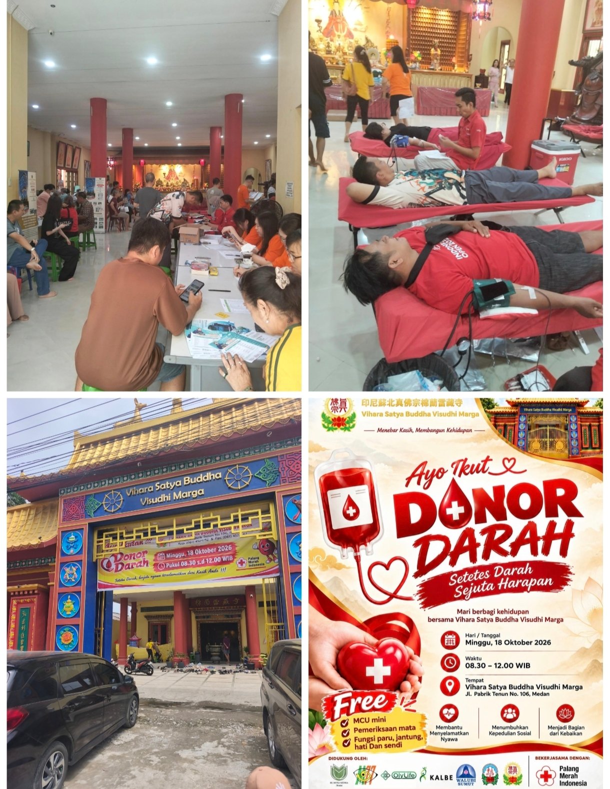 Vihara Satya Buddha Visudhi Marga Medan Gelar Donor Darah dan Cek Kesehatan Gratis untuk Ratusan Warga
