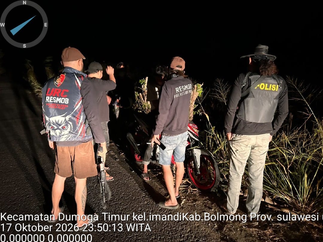 Polres Bolmong Kerahkan 6 Personel URC Patroli Malam di Dumoga Timur, Situasi Kondusif