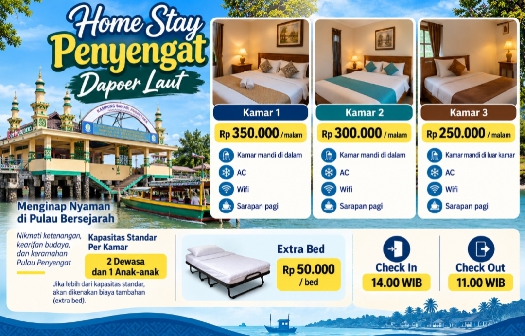 Home Stay Penyengat Dapoer Laut Tawarkan 3 Kamar Mulai Rp250.000 per Malam di Pulau Bersejarah Tanjungpinang