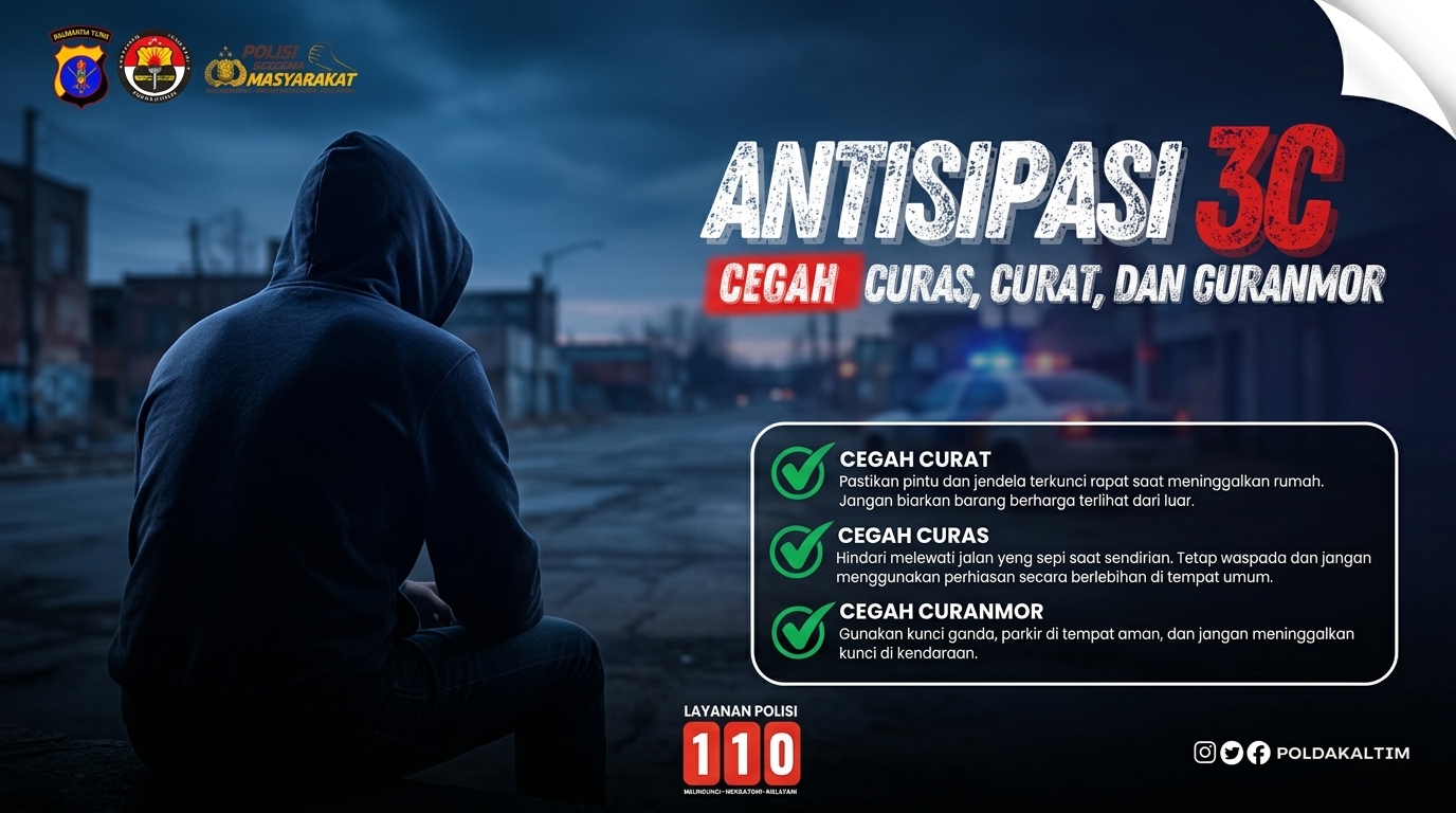Polda Kaltim Minta Warga Tutup Celah Kejahatan 3C, dari Kunci Ganda hingga Hindari Jalan Sepi Malam