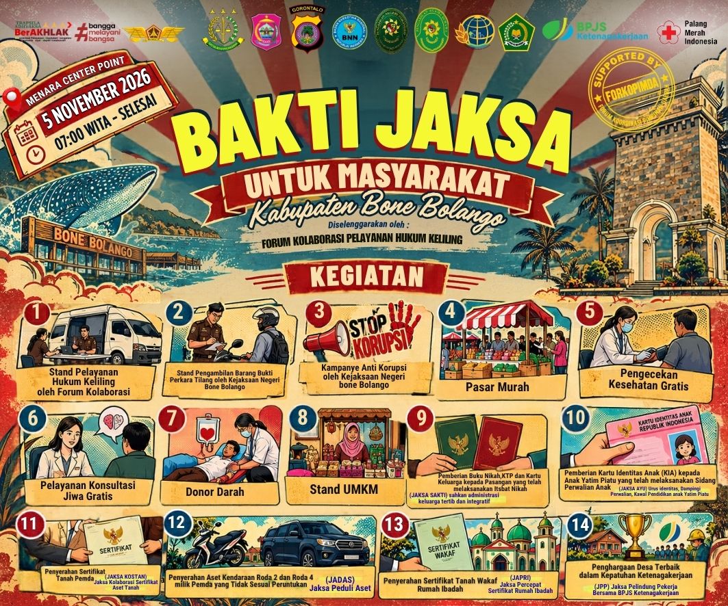 Kejari Bone Bolango Hadirkan 14 Layanan dalam Forum Hukum Keliling di Center Point, 5 November 2026