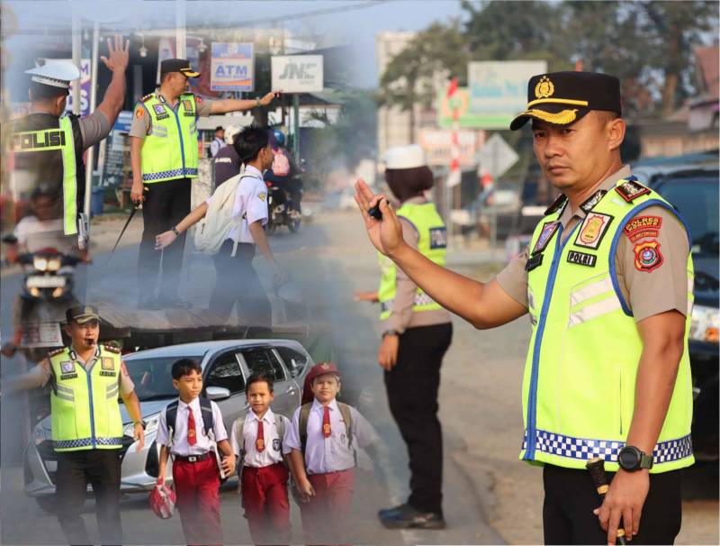 Kapolres Konawe Turun Langsung Atur Lalu Lintas di Titik Penyeberangan Sekolah, Keselamatan Pelajar Jadi Prioritas