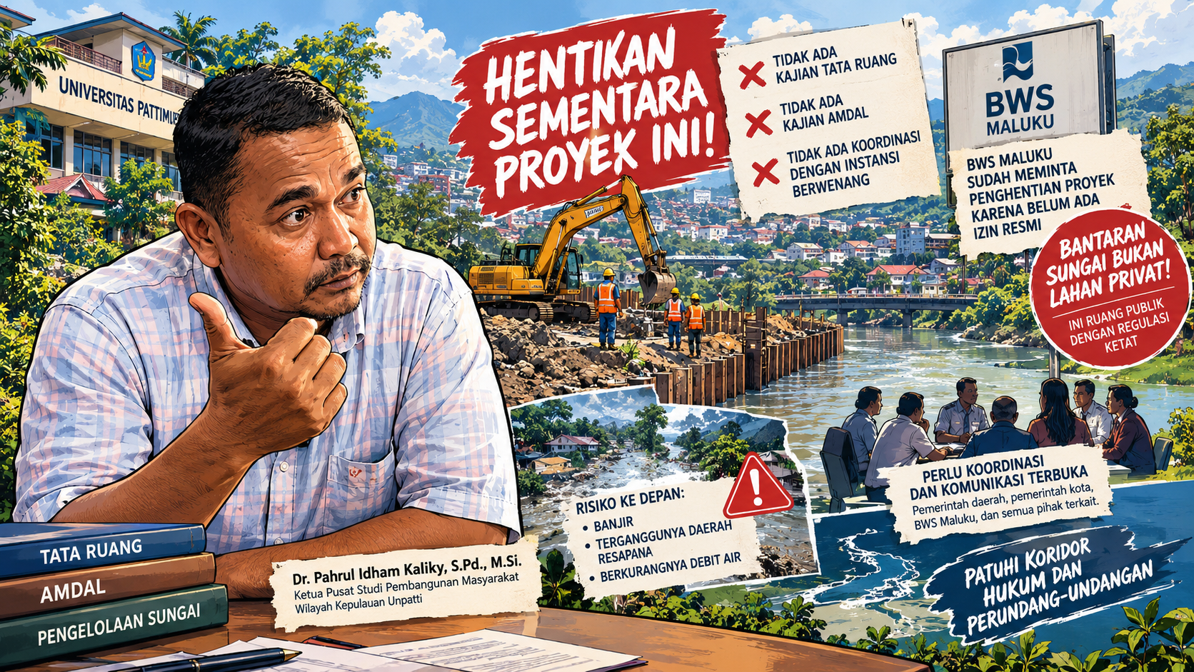 Akademisi Unpatti Desak Penghentian Proyek di Bantaran Sungai Way Tomu Ambon, Sebut Abaikan Amdal