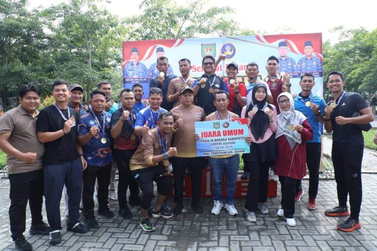 Dinas Pendidikan Asahan Juara Umum PORKAB KORPRI 2026, Dominasi Medali di 4 Cabang Olahraga