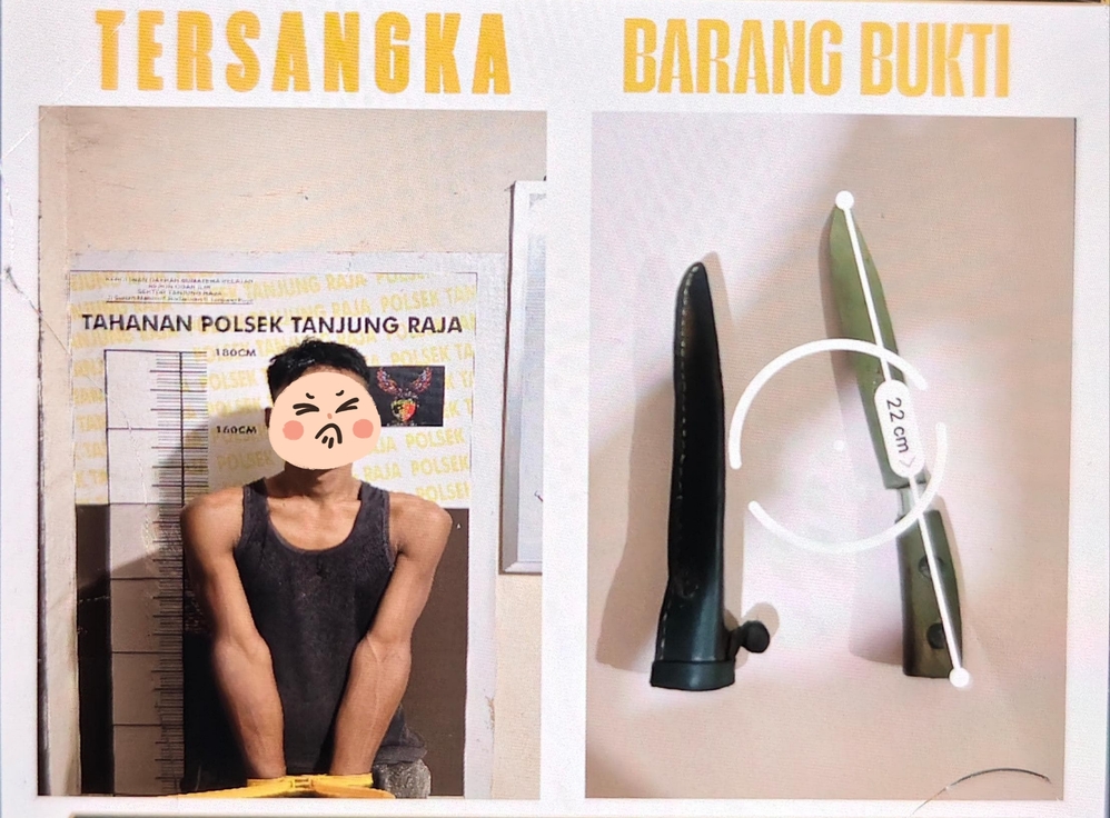 Polsek Tanjung Raja Amankan Pria 46 Tahun yang Mengamuk Bawa Pisau 22 Cm di Kotadaro 1 Ogan Ilir