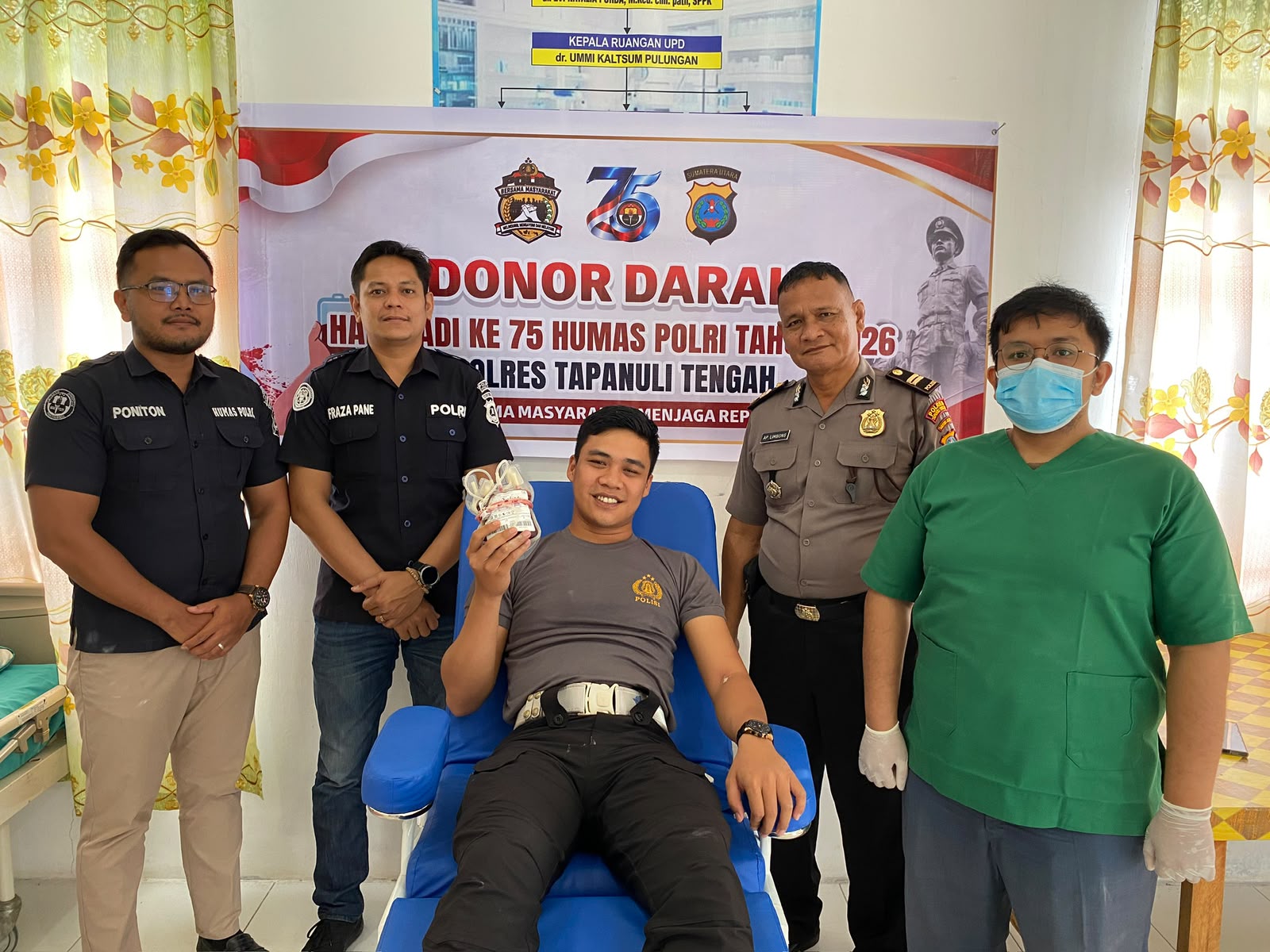 Polres Tapanuli Tengah Kumpulkan 8 Kantong Darah di Donor Darah Hari Jadi ke-75 Humas Polri