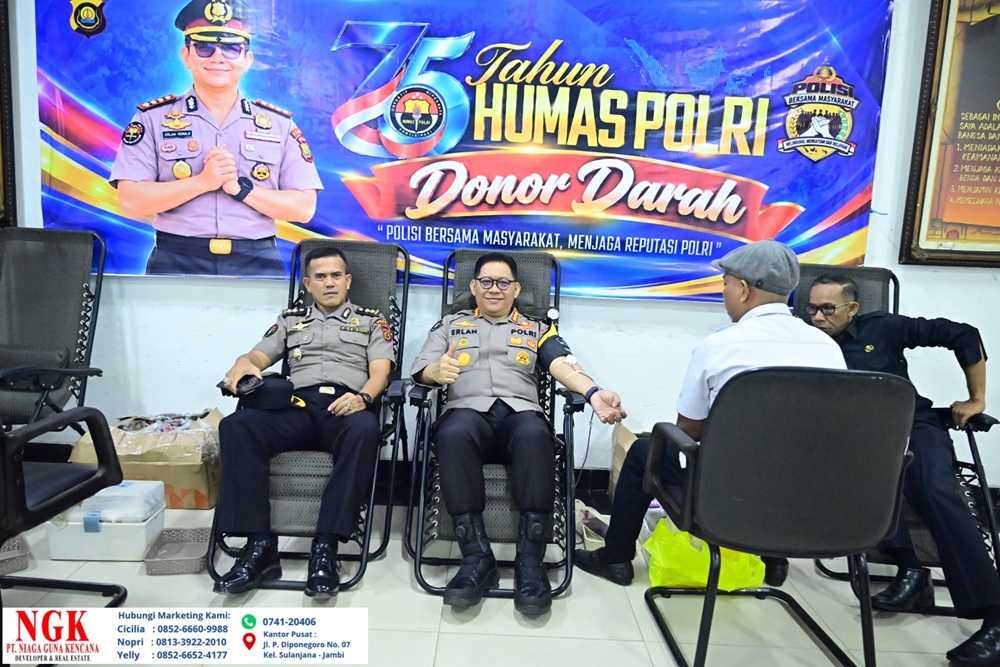 HUT ke-75 Humas Polri, Polda Jambi dan 10 Polres Jajaran Kumpulkan 211 Kantong Darah