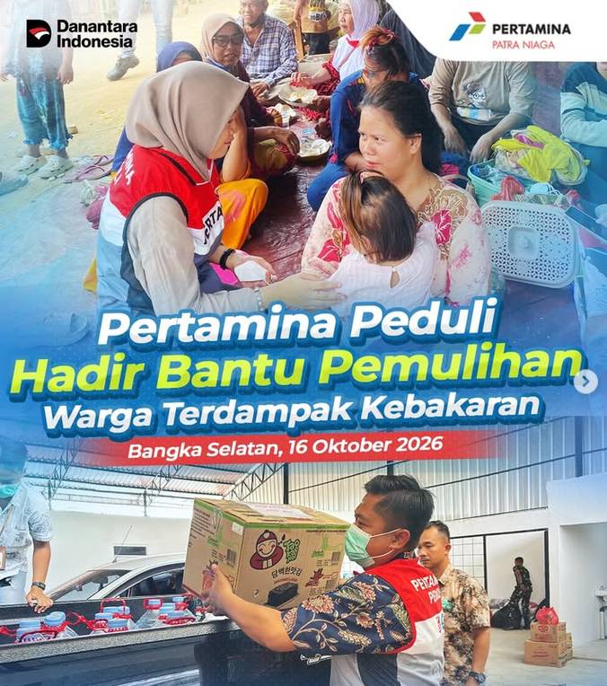 Pertamina Patra Niaga Sumbagsel Bantu Warga Kebakaran Bangka Selatan