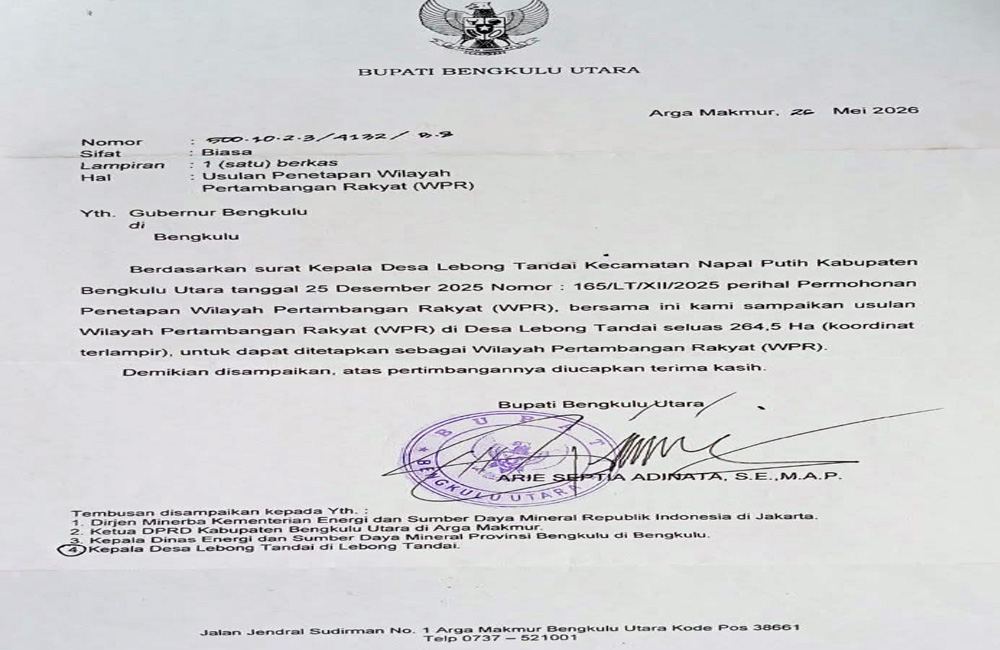 Warga Lebong Tandai Bengkulu Utara Bantah Tambang Ilegal, Usulkan Wilayah Pertambangan Rakyat ke Gubernur