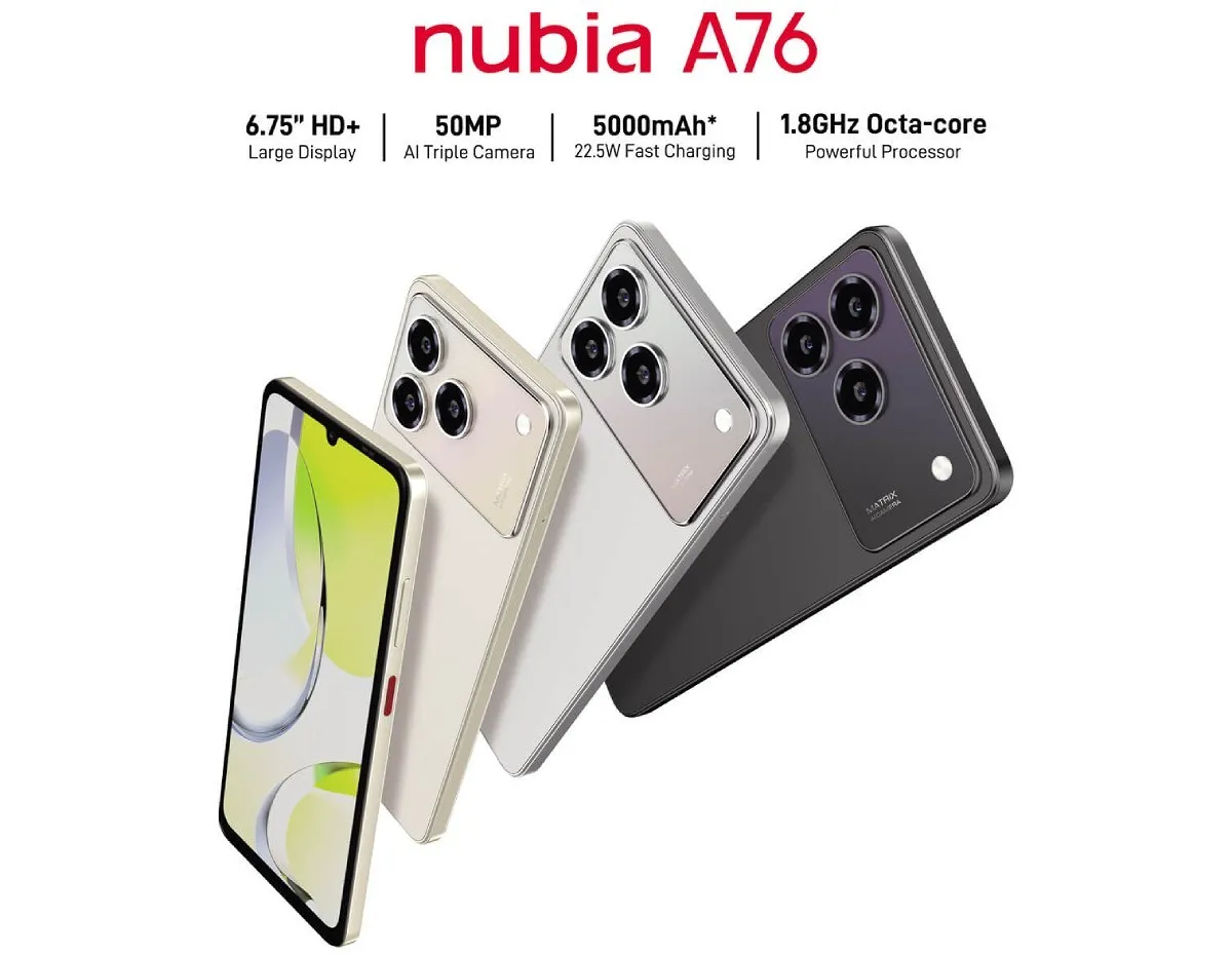 Nubia A76 4G Rilis Ulang, Layar 6,75 Inci dan Charging 22,5W