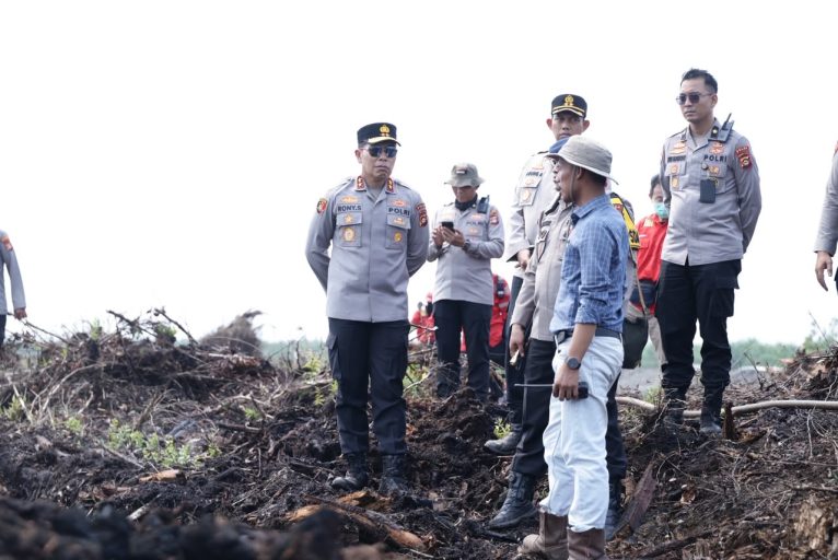 Kapolda Sumsel Tinjau Pemadaman Karhutla di Lahan Gambut OKI, Libatkan TNI hingga Relawan