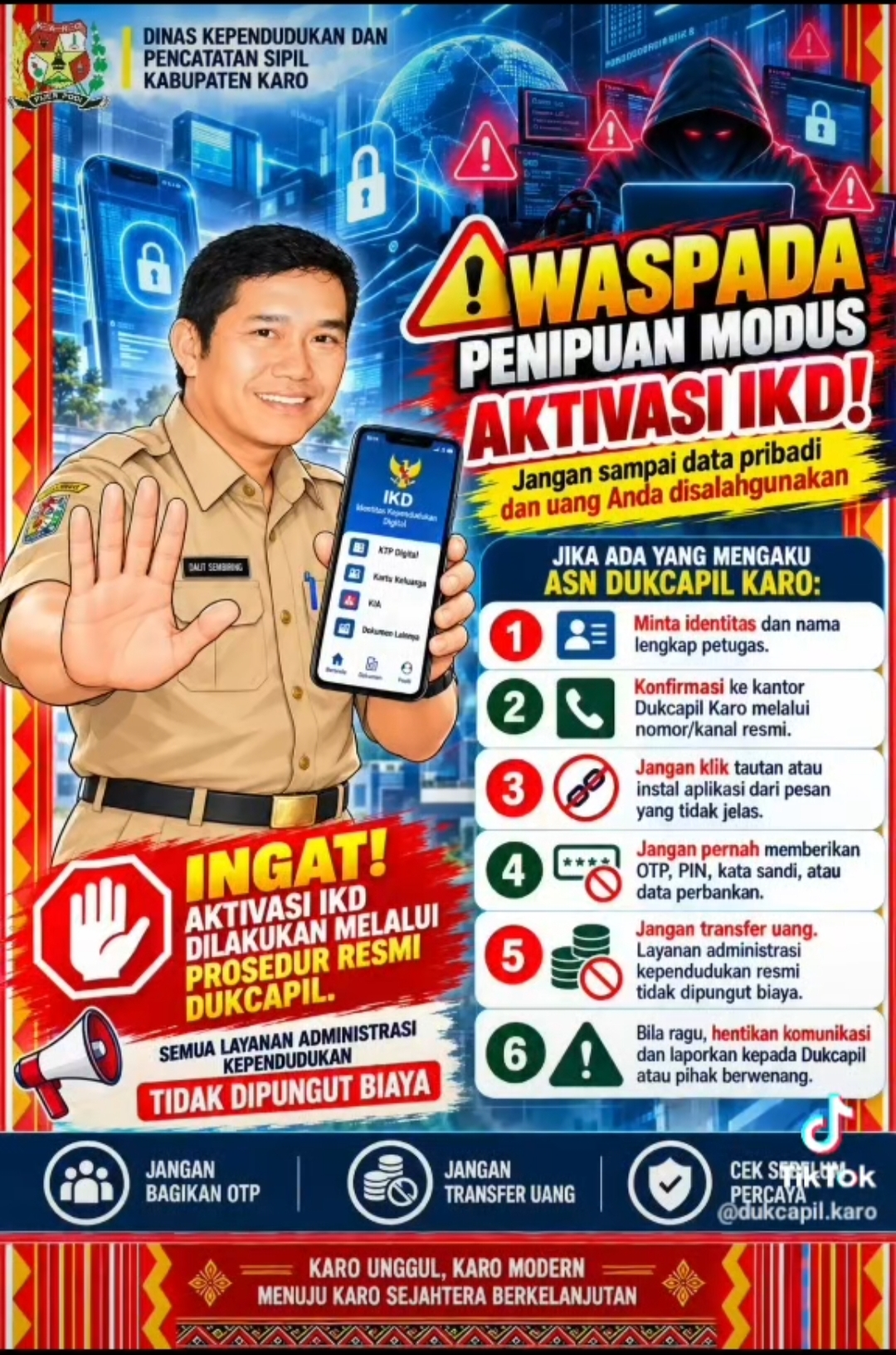 Plt Kadis Dukcapil Karo Daut Sembiring Imbau Warga Waspadai Modus Penipuan Aktivasi IKD