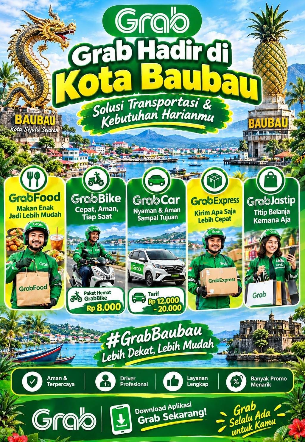 Grab Baubau Tawarkan Paket Hemat Lintas Layanan, GrabBike Hemat Mulai Rp 8 Ribu