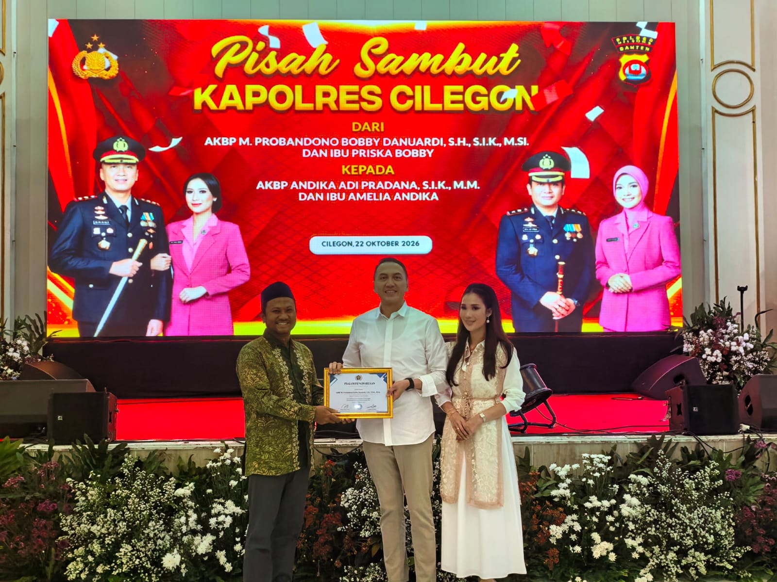 PWI Cilegon Beri Penghargaan ke AKBP Bobby di Pisah Sambut Kapolres, Singgung Sinergi dengan Insan Pers