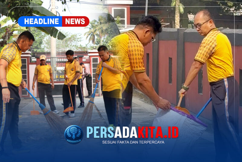 Polres Konawe Bersihkan Gereja Sion Unaaha Lewat Aksi Green Policing, Libatkan Puluhan Personel