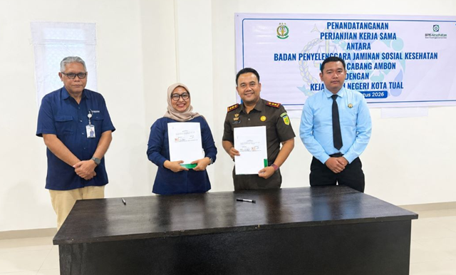 BPJS Kesehatan Cabang Ambon dan Kejari Tual Teken PKS, Fokus Jerat Pemberi Kerja Nakal di Kota Tual