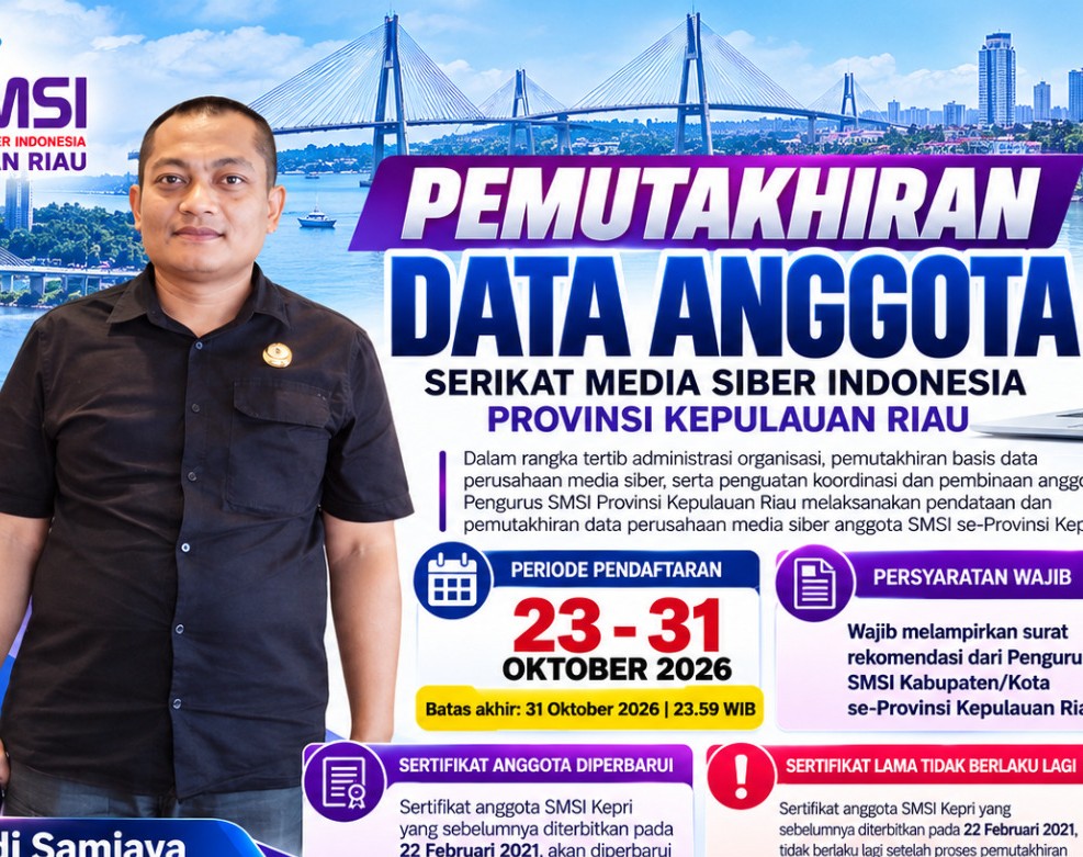 SMSI Kepri Wajibkan Pemutakhiran Data Anggota 23–31 Oktober 2026, Sertifikat Lama Tak Berlaku