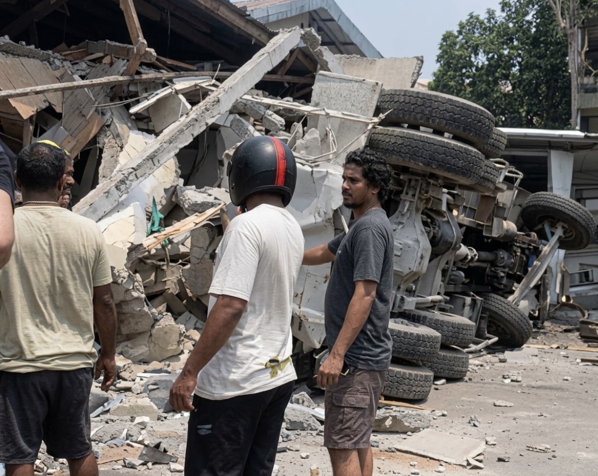 Truk Molen Terbalik Timpa Warung Fotokopi di Ternate Utara, Mahasiswi Unkhair Semester 3 Meninggal
