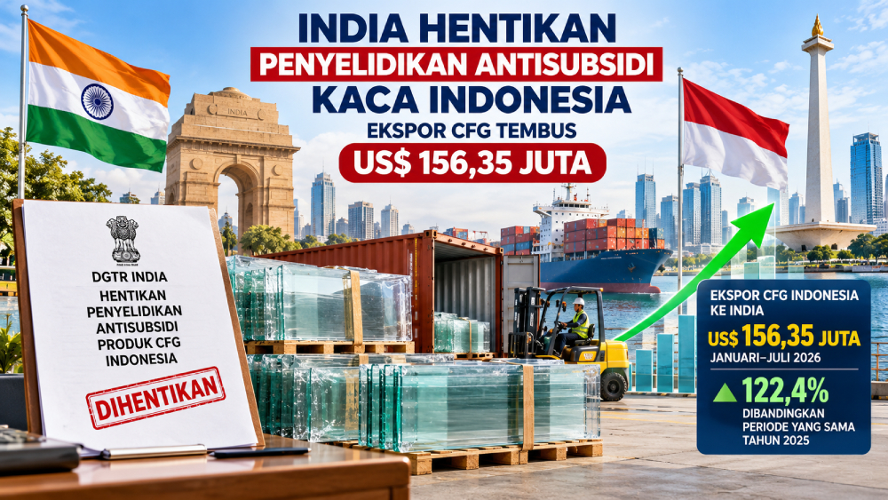 India Hentikan Penyelidikan Antisubsidi Kaca Indonesia, Ekspor CFG Tembus US$ 156,35 Juta