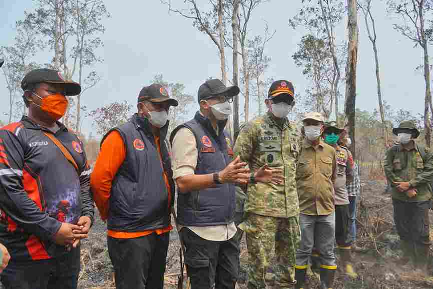 Gubernur Lampung Tinjau Karhutla TNWK Bersama Kepala BNPB, 360 Personel Dikerahkan Padamkan Api