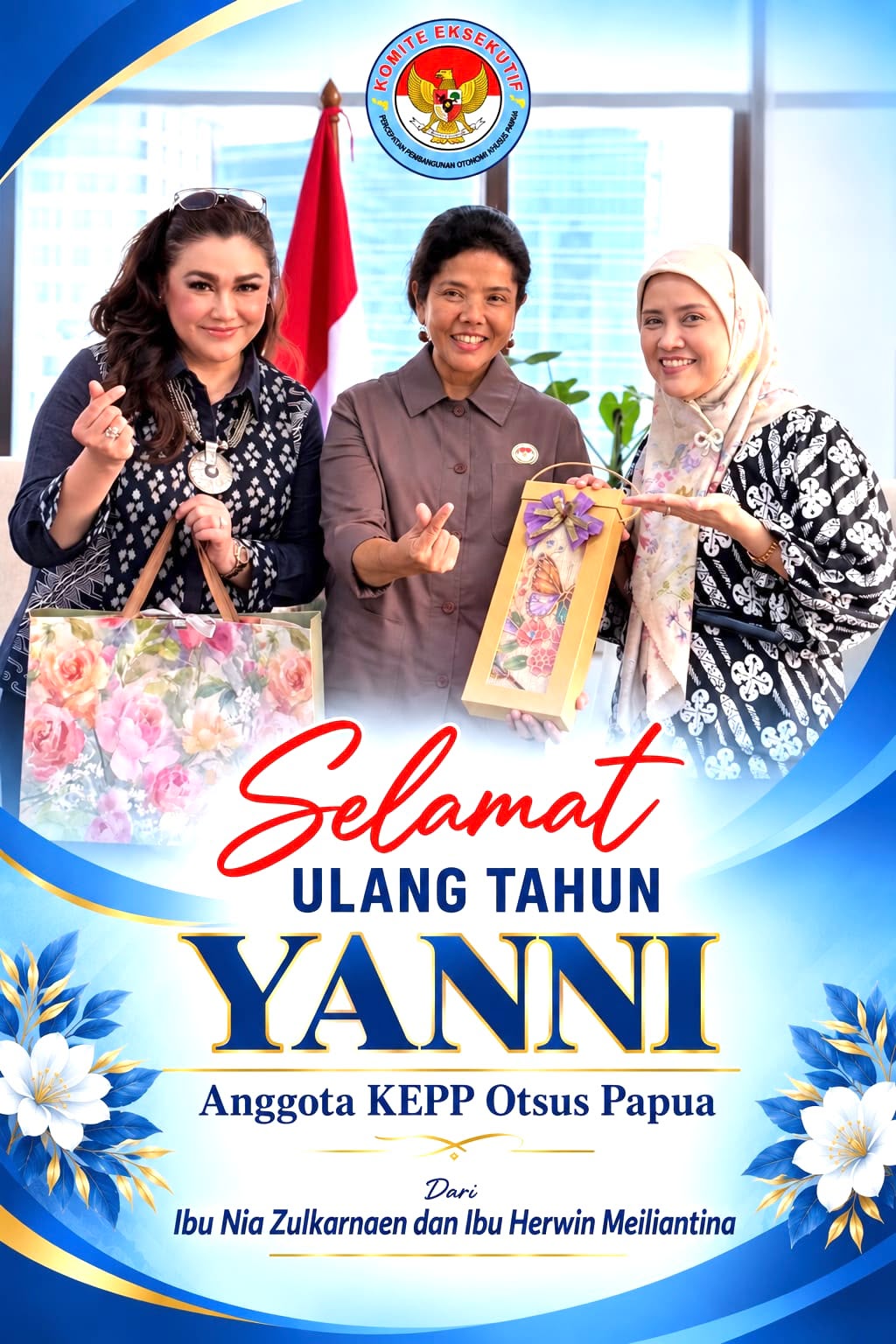 Yanni Terima Kejutan Hadiah Ulang Tahun dari Nia Zulkarnaen di Kantor Komite Otsus Papua Jakarta