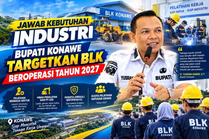 Bupati Konawe Siapkan BLK Beroperasi 2027, Kuota Pelatihan Ratusan Orang per Tahun