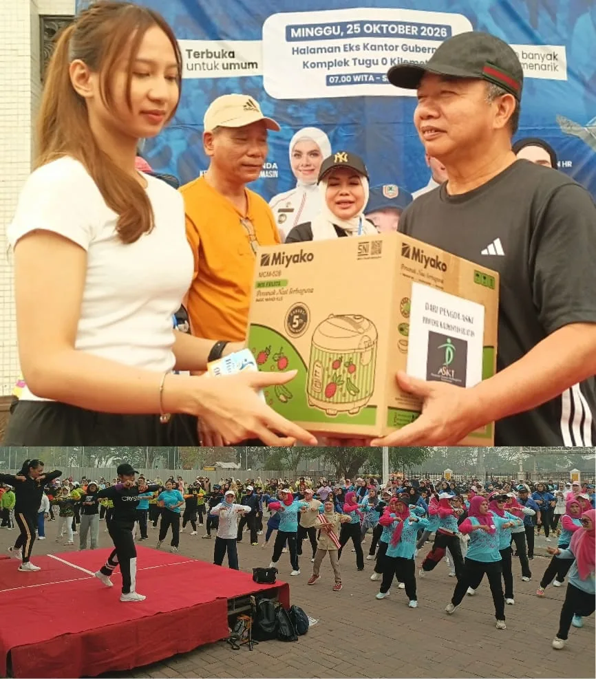 KORMI Kalsel dan Banjarmasin Gelar Senam Bugar di Nol Kilometer, Warga Antusias Ikut Doorprize