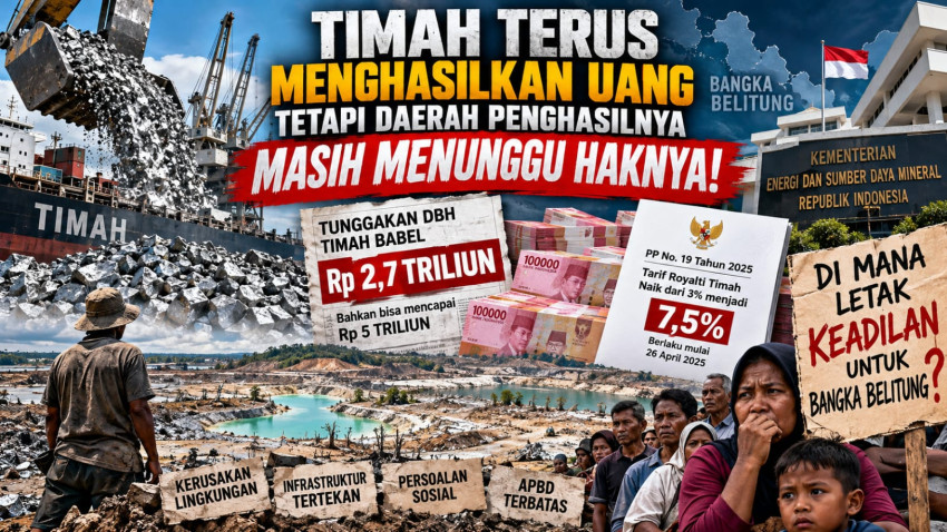 Babel Tagih Hak Fiskal Timah, DBH Rp 2,7 Triliun Belum Jelas Realisasinya