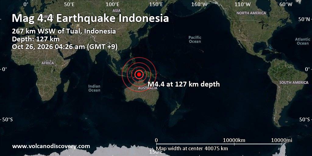 Gempa Magnitudo 4,4 Guncang Banda Sea Maluku, Berpusat 142 Km Barat Laut Pulau Molu