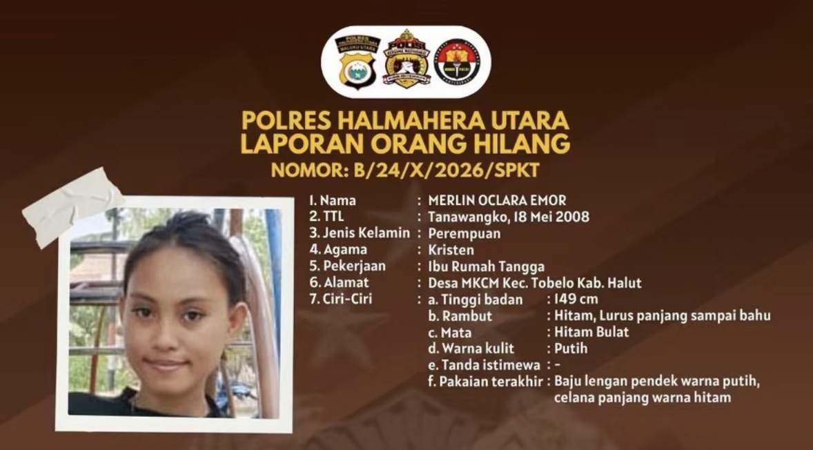 Ibu Muda dan Bayi 11 Bulan di Halmahera Utara Hilang Sejak Sabtu, Polres Terbitkan Laporan Orang Hilang