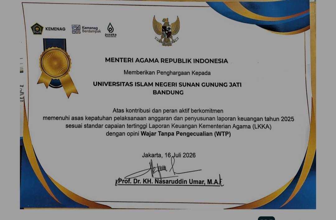 UIN Sunan Gunung Djati Bandung Raih Penghargaan Menag atas Opini WTP 2025