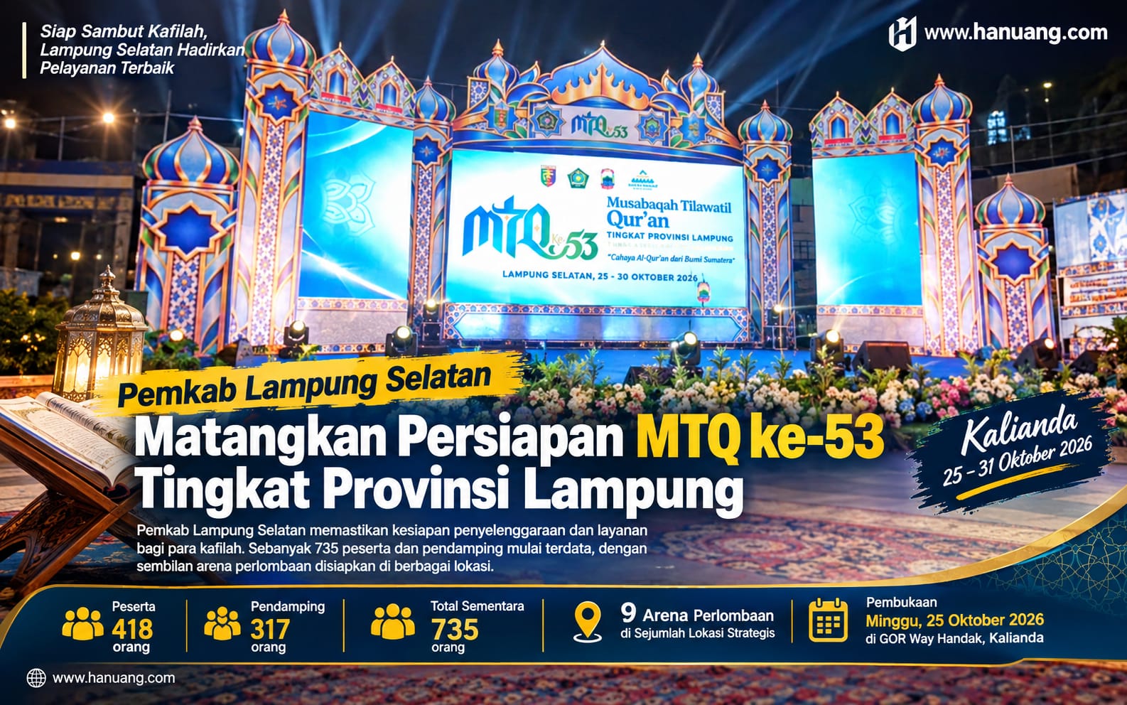 Pemkab Lampung Selatan Matangkan 9 Arena MTQ ke-53, 735 Peserta dan Pendamping Mulai Terdata di Kalianda