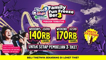 Promo Family Fun Freeze Trans Studio Cibubur, Tiket Ber-3 Mulai Rp140.000