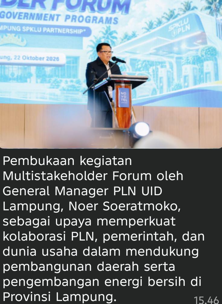 PLN UID Lampung Buka Skema Kemitraan SPKLU, Libatkan Pemprov dan Pelaku Usaha di Forum Lintas Sektor