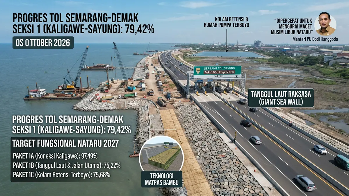 Tol Semarang-Demak Seksi 1 Tembus 79,42 Persen, Siap Dibuka Fungsional Saat Nataru 2026