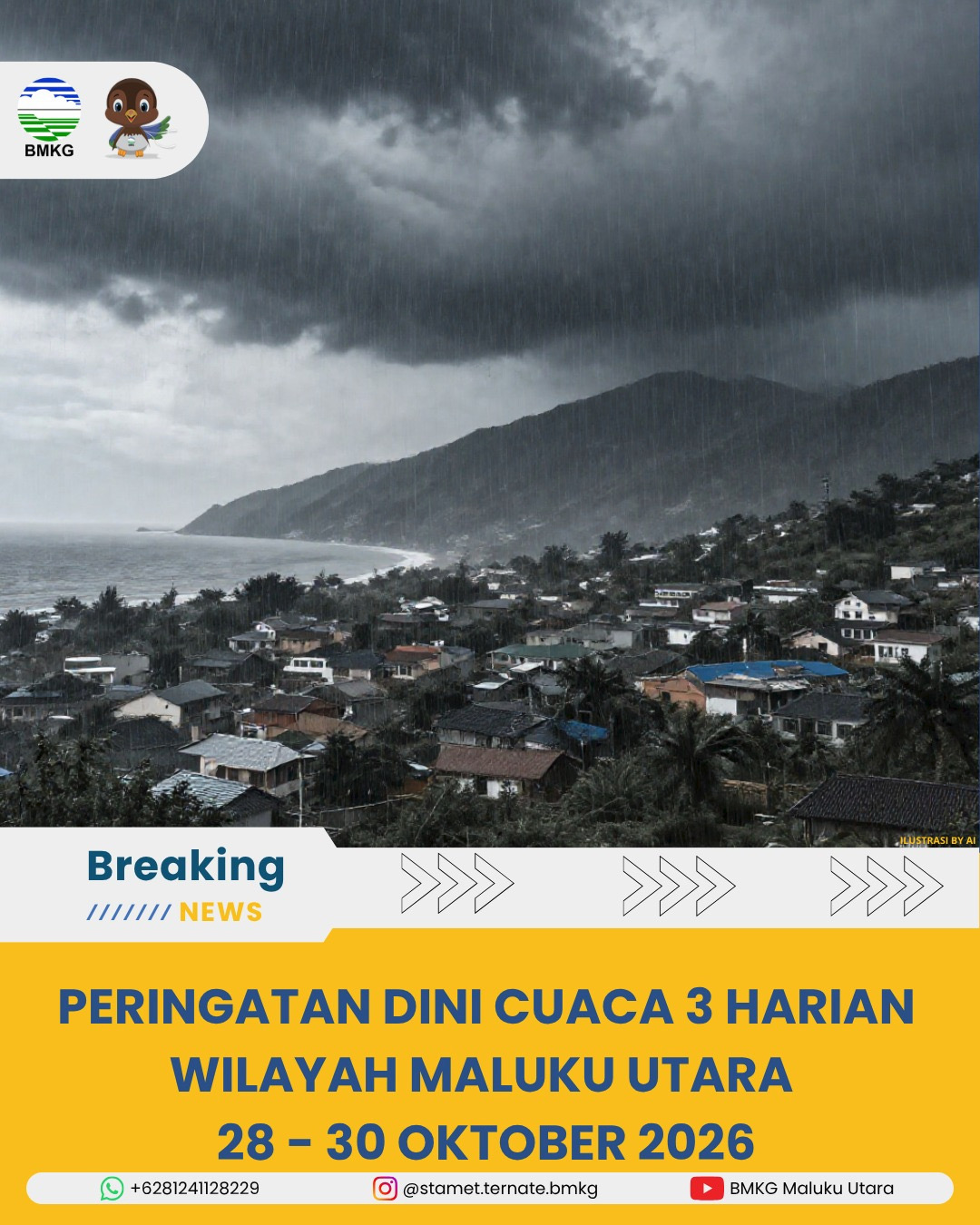 BMKG Ternate Prakirakan Hujan Lebat di Halmahera hingga Morotai, Kabut Asap Karhutla Masih Selimuti Perairan Malut
