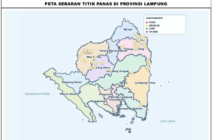 BMKG Deteksi 68 Titik Panas di Lampung, Way Kanan Tertinggi dengan 20 Hotspot