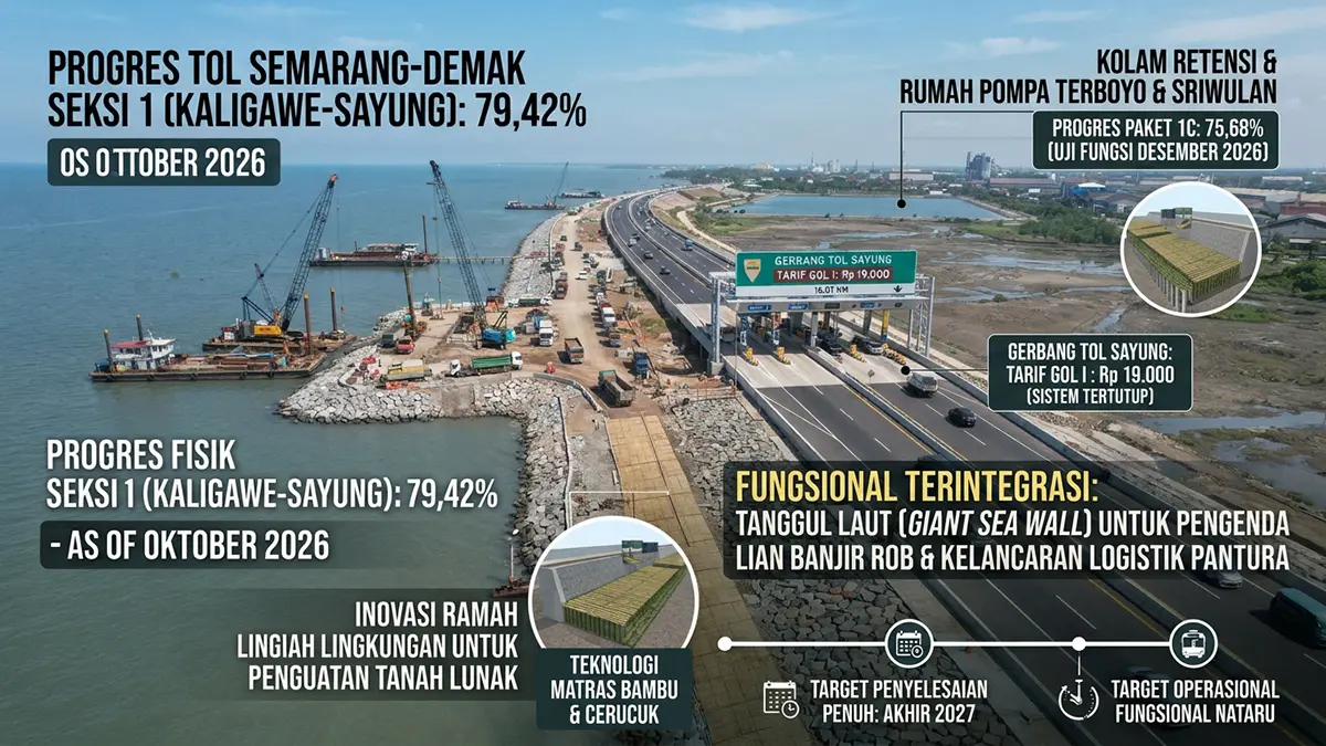 Tol Semarang-Demak Seksi 1 Capai 79,42 Persen, Ditargetkan Fungsional Saat Libur Nataru