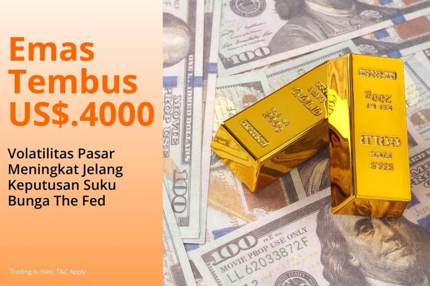 Harga Emas Sempat Jebol di Bawah USD 4.000 Jelang Rapat The Fed 27–28 Oktober