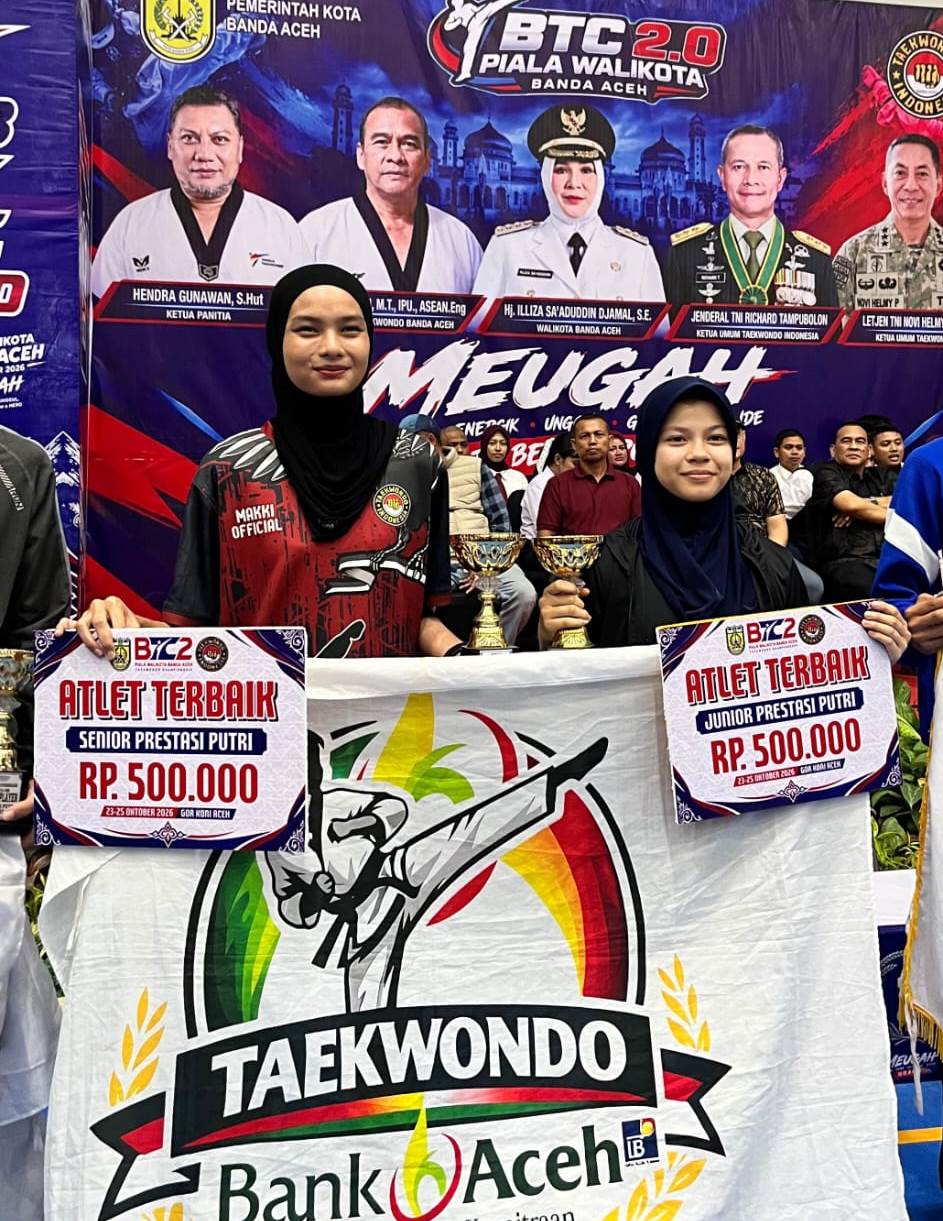 Atlet Taekwondo Aceh Jaya Raih 2 Emas dan Gelar Atlet Terbaik di Piala Wali Kota Banda Aceh