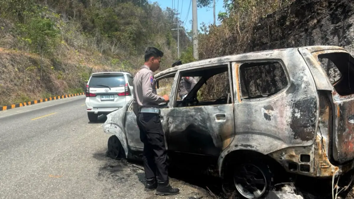 Mobil Pengangkut Sayur Terbakar di Jalan Trans Sulawesi Luwuk Utara, Kerugian Ditaksir Rp100 Juta