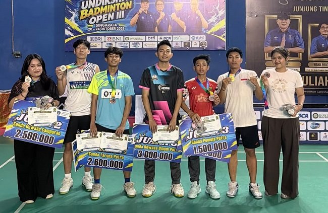Pebulutangkis Klungkung Bawa Pulang 5 Medali dari Undiksha Open III, 1 Emas dari Ganda Taruna Putra
