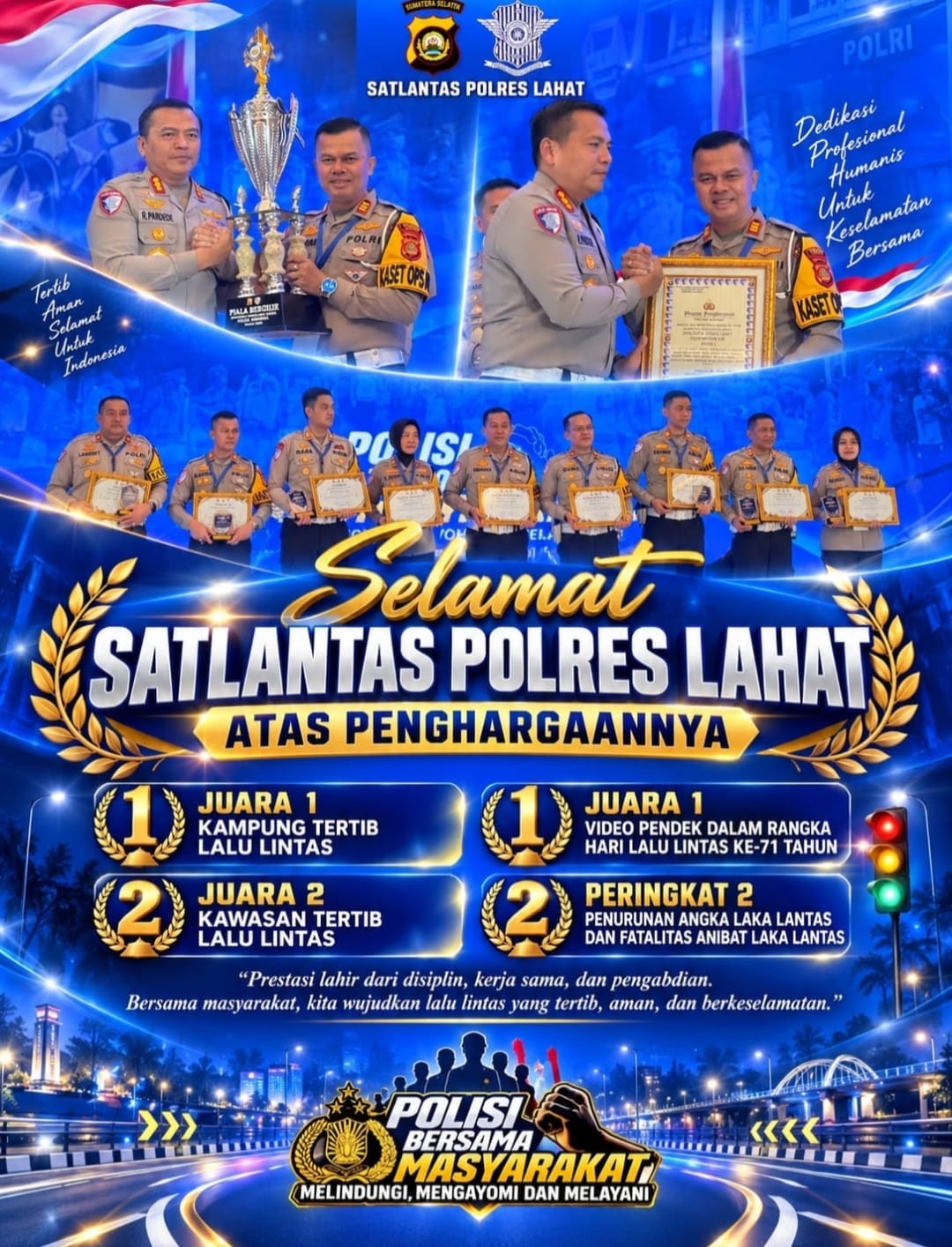 Satlantas Polres Lahat Borong 5 Penghargaan Lalu Lintas Polda Sumsel, dari Kampung Tertib hingga Video Pendek