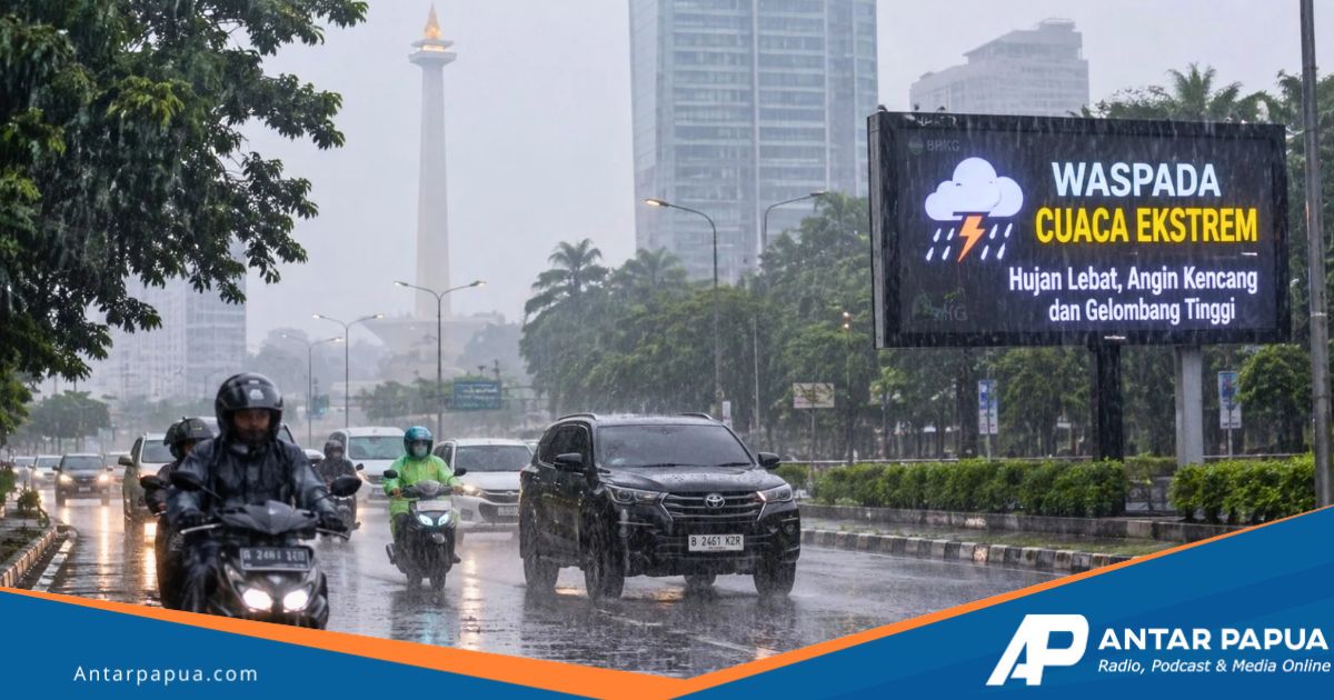 BMKG Peringatkan Hujan Lebat-Petir di Nabire dan 6 Kota Besar Lain, Gelombang Laut Capai 4 Meter di Perairan Papua