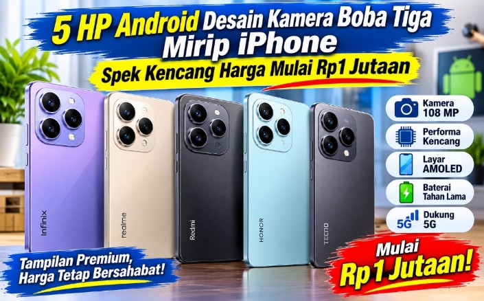5 HP Android Kamera Boba Tiga Mirip iPhone, Harga Rp1 Jutaan