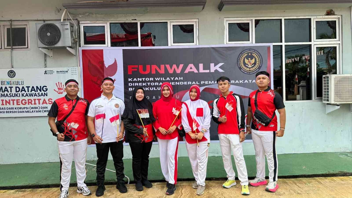 Rutan Kelas IIB Bengkulu Ikut Fun Walk HUT ke-81 RI di Kanwil Ditjenpas, Plh Kepala: Momentum Jaga Kebugaran dan Kebersamaan